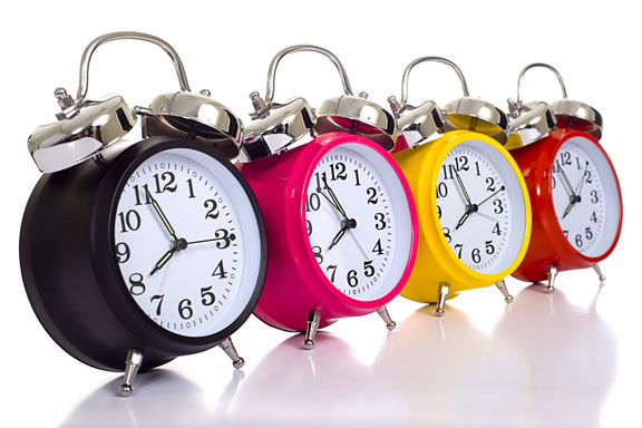 colorful alarm clocks