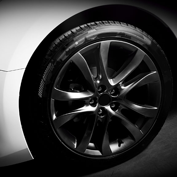 aluminum rim and low-profile tire