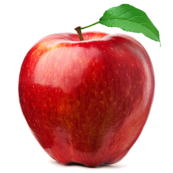 red apple and green leaf