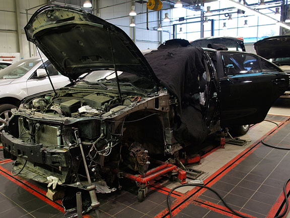 car repair at an auto body shop