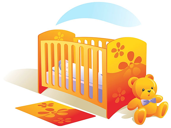 baby nursery with crib and teddy bear