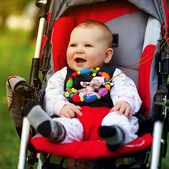 baby sitting in a stroller