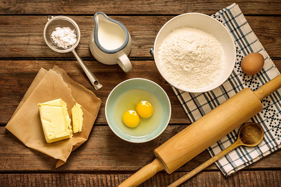 baking ingredients and utensils