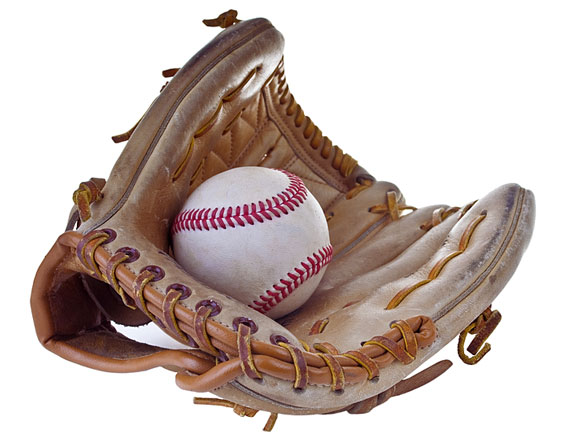 baseball glove and hardball