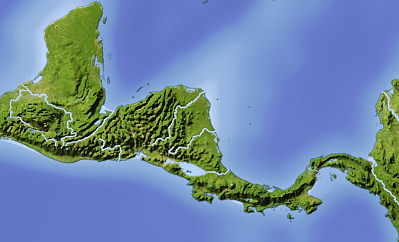 shaded relief map of Central America