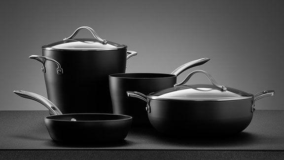 black pots and pans