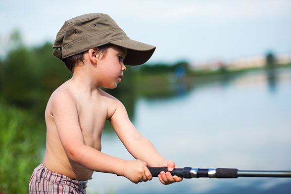 freshwater fishing in a lake