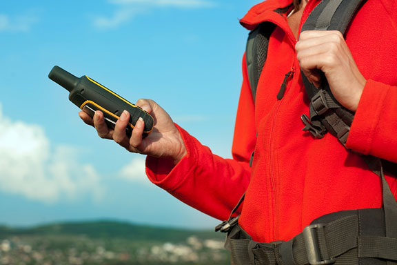 hiker using a gps unit