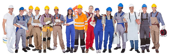 workers wearing safety helmets