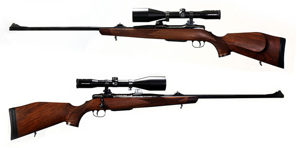 two hunting rifles