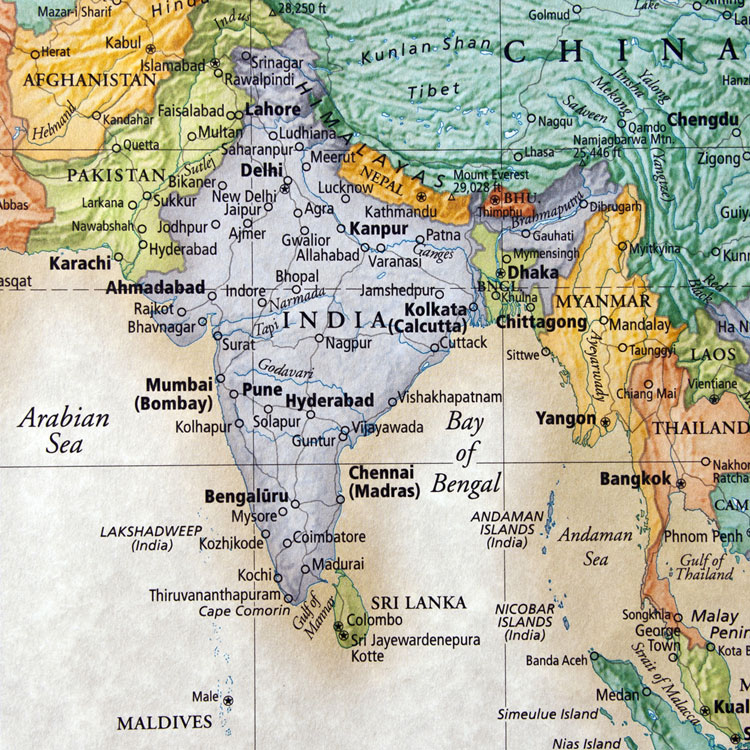 relief map of India