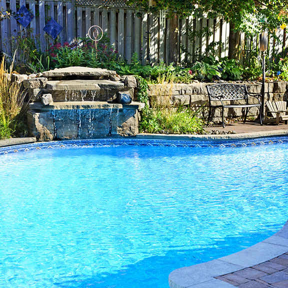 landscaped inground pool