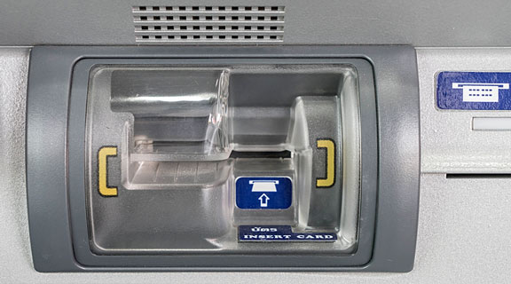 bank card insertion slot on an ATM