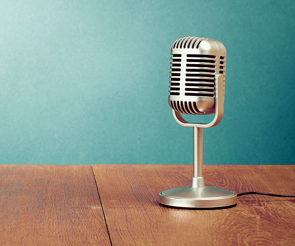 broadcast microphone on a table