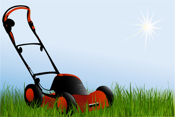 power lawn mower on grass