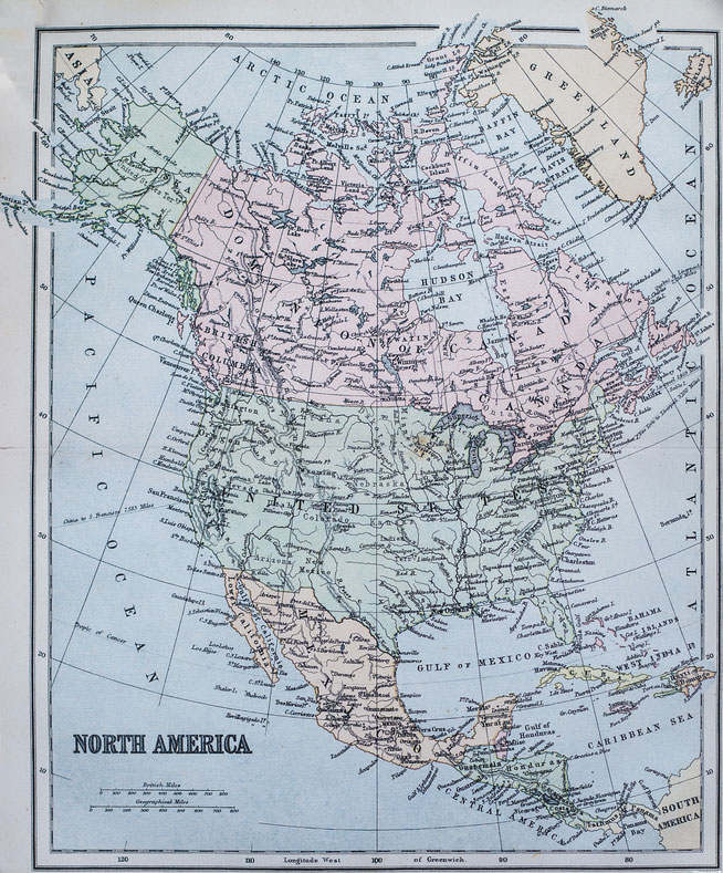 North America map, published in 1880