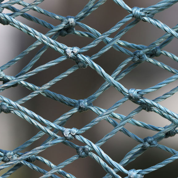 blue nylon netting - close-up