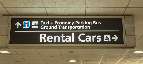 airport rental cars signage