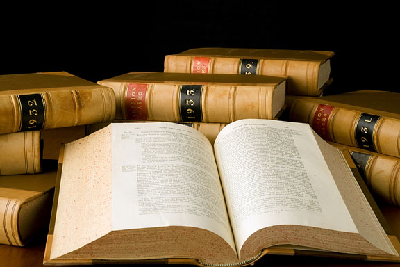 law reports with open law book