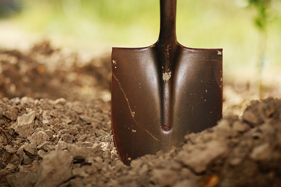 shovel in soil