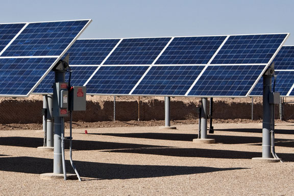 solar panels at a solar energy installation