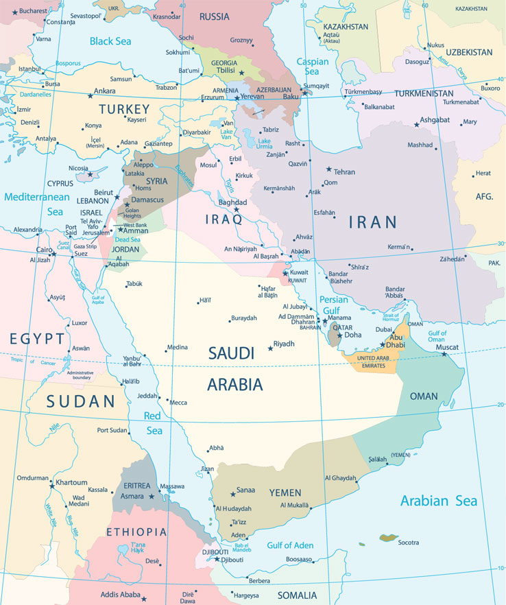 southwest Asia map