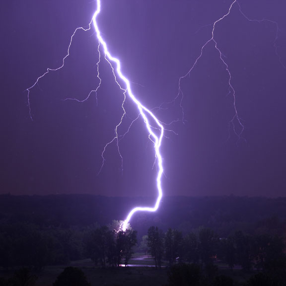 lightning striking a tree