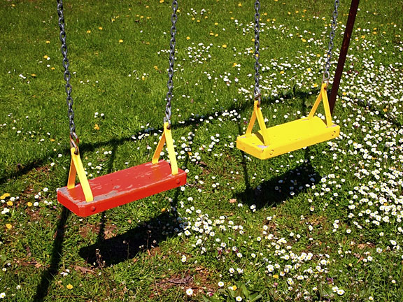 red and yellow swings