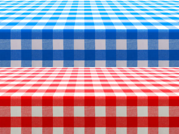 two checked tablecloths