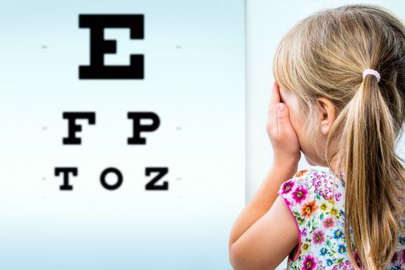 testing eyesight with an eye chart