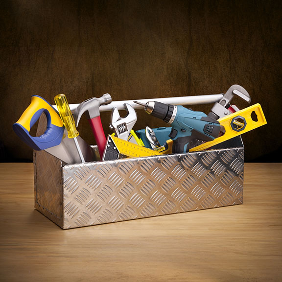 metal box - filled with tools