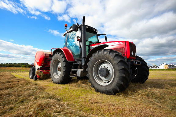 tractor in a field