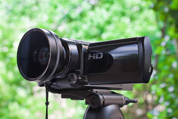 video camera mounted on a tripod