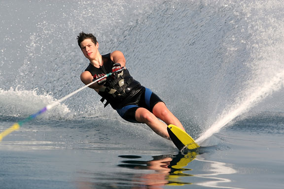 water skiing on a single ski