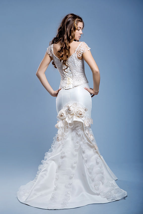young woman wearing a wedding dress