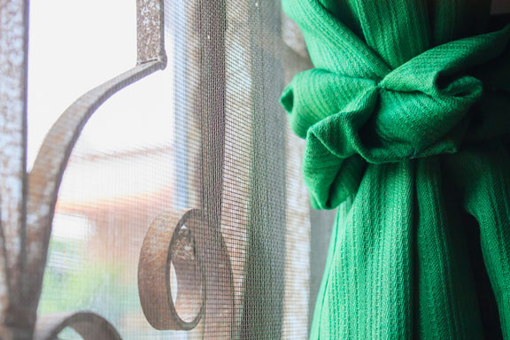 green window curtain